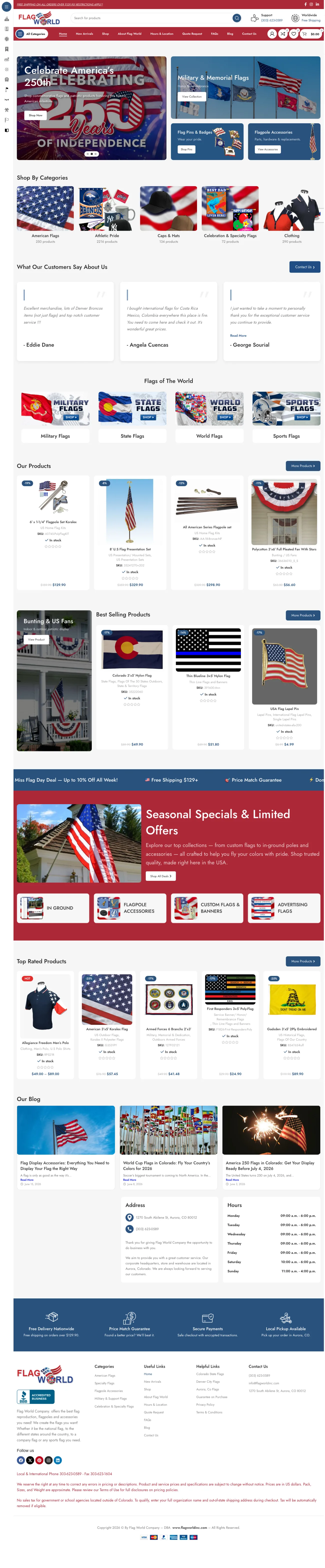 Flag World Company storefront — full homepage screenshot