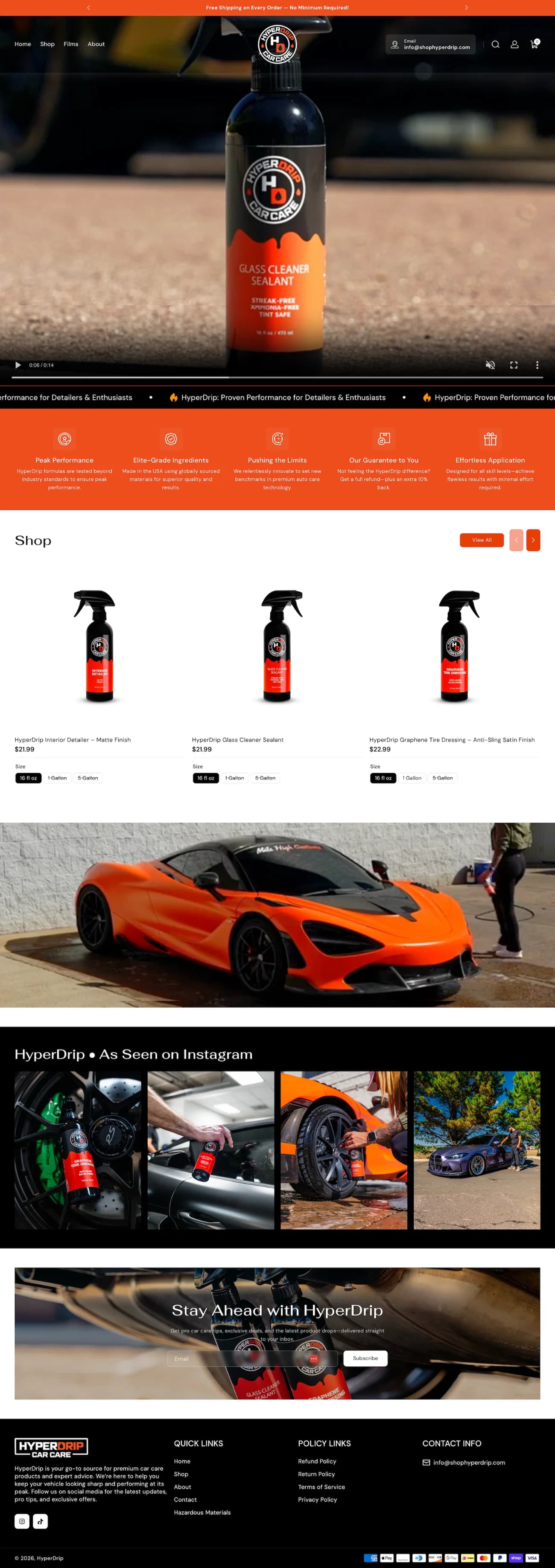 HyperDrip storefront — full homepage screenshot
