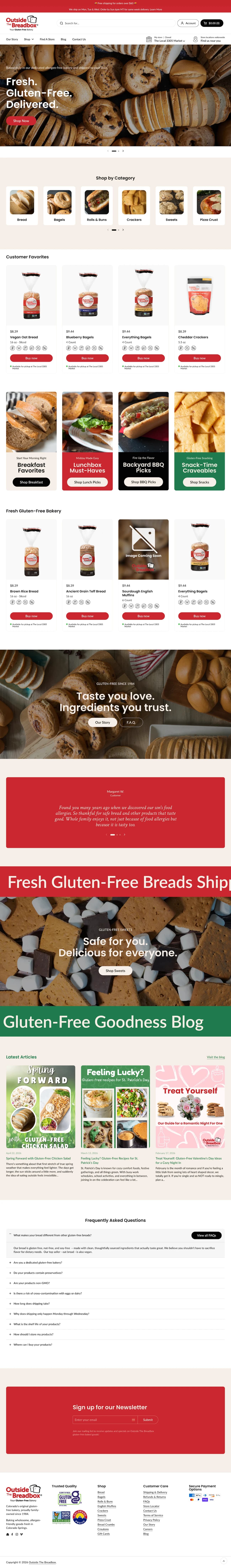 Outside The Breadbox storefront — full homepage screenshot